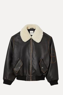 Fashion Fall 2023, Collar Leather Jacket, White Turtleneck, Sandro Paris, Vintage Leather Jacket, Brown Leather Jacket, Bomber Jackets, 2024 Fashion, Fall 2023