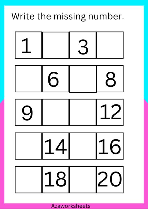 WRITE THE MISSING NUMBERS – azaworksheets Printable Worksheets For Preschoolers, Letter J Activities, Numbers Preschool Printables, Worksheet For Nursery Class, Easy Math Worksheets, Printable Multiplication Worksheets, Numbers Tracing, Nursery Worksheets, Worksheets For Preschoolers