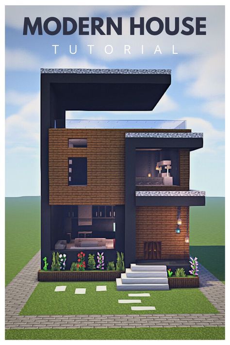 Tutorial Minecraft Modern House Designs, Minecraft Modern City, Modern House Minecraft, Modern Minecraft Houses, Case Minecraft, Minecraft Download, Minecraft Decoration, Small Modern House, Rumah Minecraft Sederhana