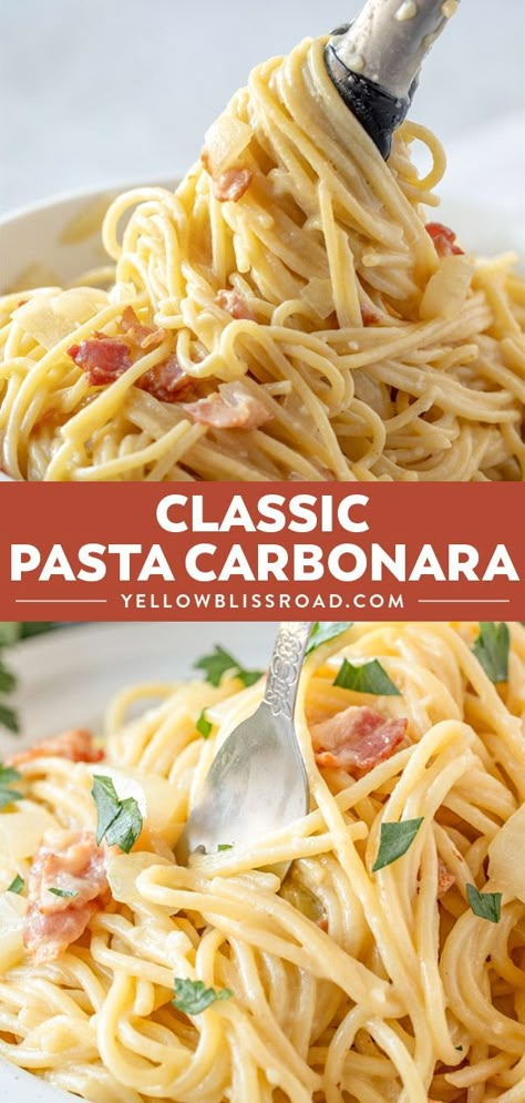 Easy Carbonara, Carbonara Recept, Easy Carbonara Recipe, Authentic Pasta, Egg Sauce, Pasta Alla Carbonara, Pasta Carbonara Recipe, Carbonara Sauce, Pasta Food Recipes