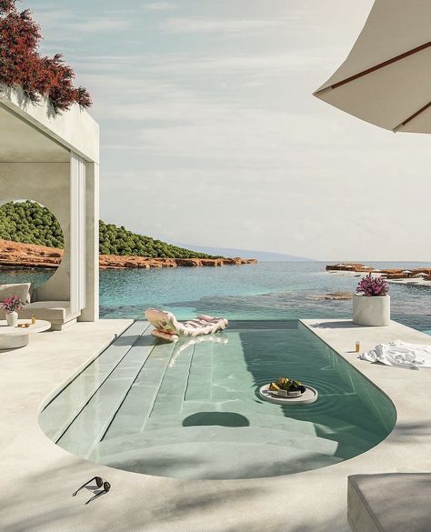 The Project. on Twitter: "Oh to live inside Paul Milinski’s Ibiza dreamscape.… " Modern Architects, Casa Exterior, Modern Outdoor Furniture, Summer Inspiration, Resort Style, Modern Outdoor, Pool Designs, Elle Decor, Geometric Patterns