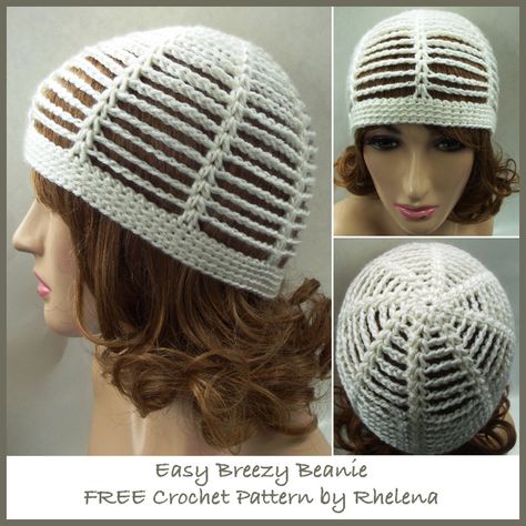 https://crochetncrafts.com/easy-breezy-beanie/ Crochet Hat Free, Cap Patterns, Crochet Hats Free Pattern, Crochet Cap, Beanie Pattern, Hat Crochet, Crochet Hat Pattern, Easy Breezy, Crochet Headband