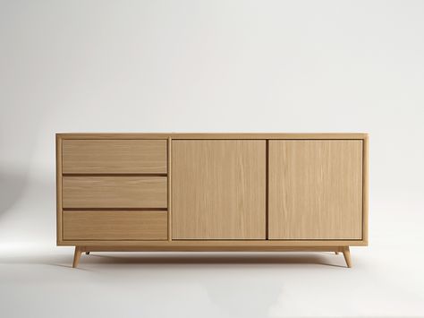 VI23-O sideboard 2 doors 3 drawers 165x50x72 b Dining Room Server, Sideboard Decor, Modern Buffet, Side Board, Oak Sideboard, Sideboard Designs, Low Cabinet, Vintage Sideboard, Hotel Furniture