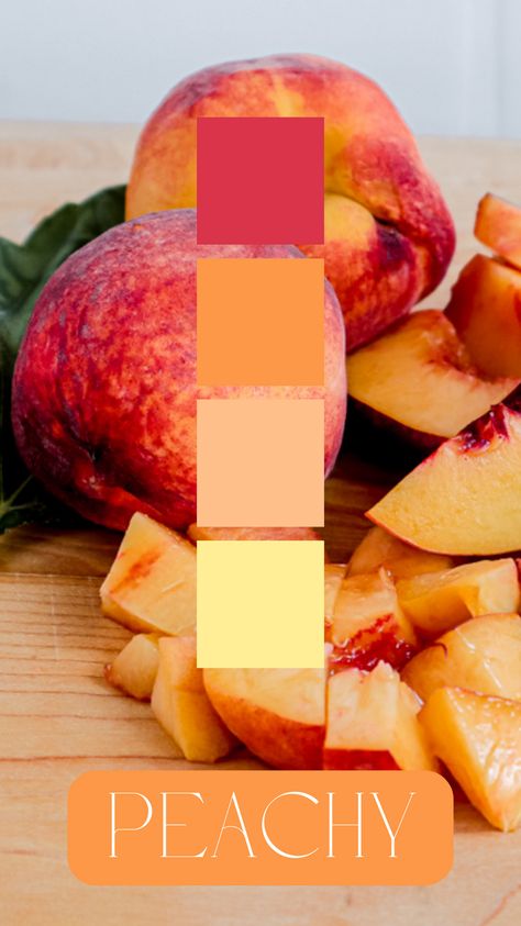 Peachy Color Palette by Felicity & Lilac Events Peach Fruit Color Palette, Apricot Color Palette, Peachy Color Palette, Peach Color Palettes, Theme Photoshoot, Fruit Wedding, Peach Palette, Orange Color Palettes, Peach Fruit