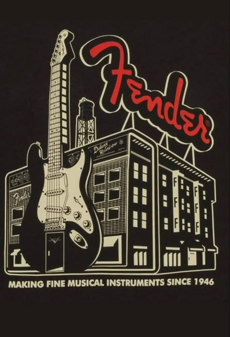 Vintage Band Posters, Fender Amp, Baba Jaga, Guitar Posters, Rock Band Posters, Bedroom Wall Collage, Fender Guitar, Music Artwork, Rock Posters