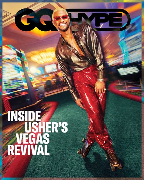 Gq Magazine Covers, Versace Shades, Projector Photography, Vegas Residency, Usher Raymond, Creative Photoshoot, Vegas Shows, Caesars Palace, Gq Magazine