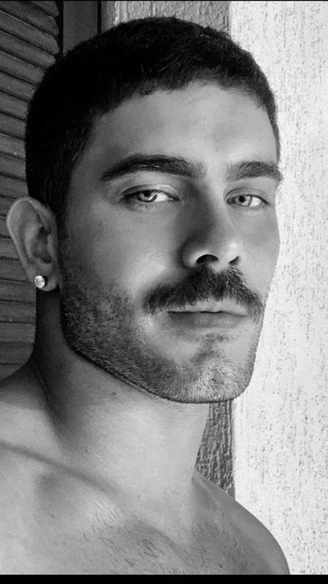 Mustash Men, Buzz Cut With Mustache, Handsome Gentleman, Mustash Men Style, Men With Mustaches Aesthetic, Moustache Aesthetic, Mustache Aesthetic, Moustache Style, Cool Mustaches