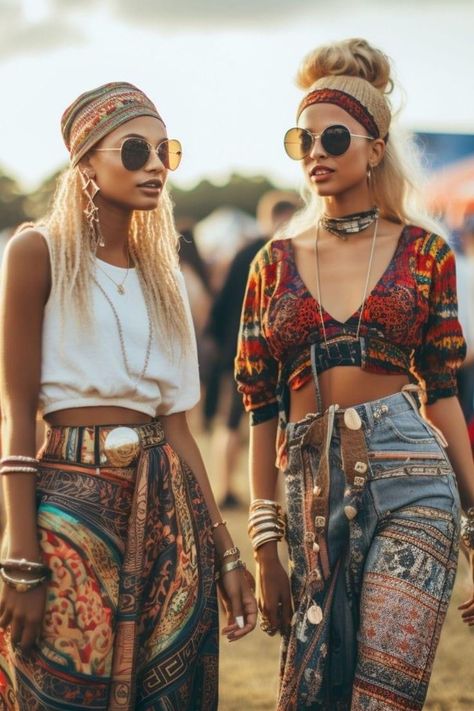 Woodstock Outfit, Vetement Hippie Chic, Stile Hippie Chic, Mode Coachella, Look Da Festival, Hippie Festival Outfit, Look Hippie, Look Hippie Chic, Looks Hippie