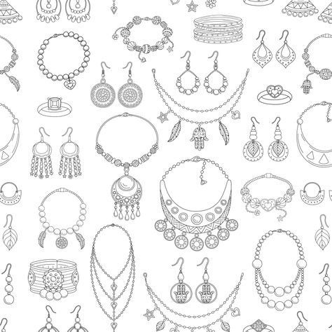 Accessories Art Drawing, Accessories Sketch, Record Drawing, Jewelry Drawings, Accessories Design Sketch, Icon Jewelry, Portrait Embroidery, Diy Hair Accessories Ribbon, Amazon Clothing