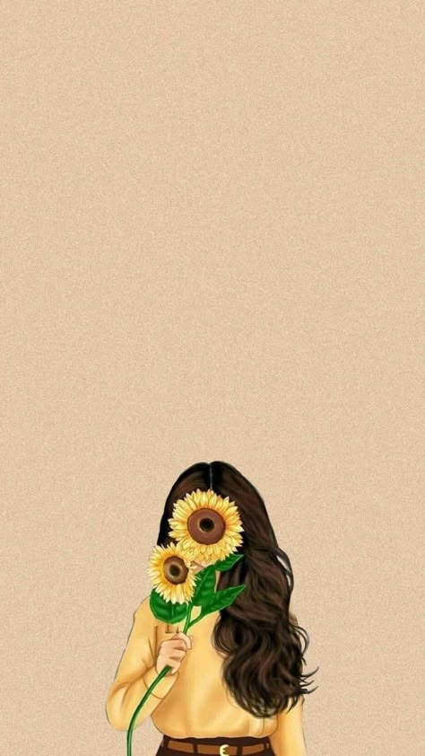 Profile Picture Sunflower, Sunflower Aesthetic Drawing, Insta Dp For Women, Back Grand, Sunflower Iphone Wallpaper, Sunflower Illustration, Beautiful Butterfly Photography, Custom Portrait Illustration, Paper Background Design