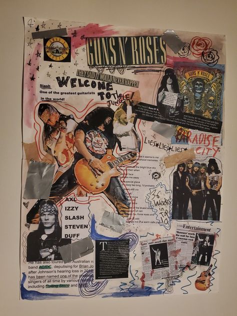 Rock Star Collage, Rock Collage Art, Rock N Roll Drawings, Rock Band Collage, 90s Collage, Band Collage, Rock Collage, Rock Band Posters, Music Journal