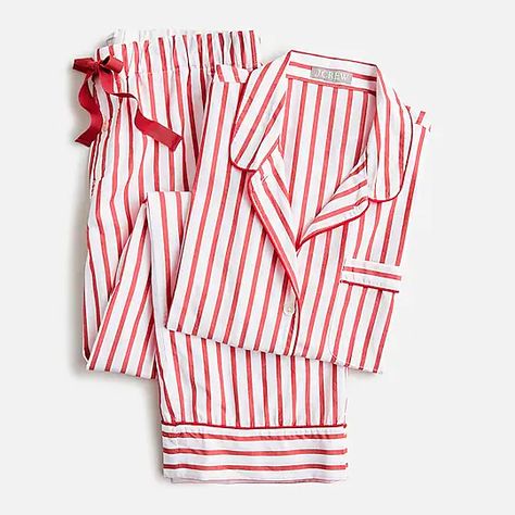 J.Crew: Long-sleeve Cotton Poplin Pajama Set In Red Stripe For Women J Crew Pajamas, Red Pajamas, Cute Pajama Sets, Floral Pajamas, Plaid Pajamas, Menswear Inspired, Red Stripe, Christmas Pajamas, Cotton Poplin