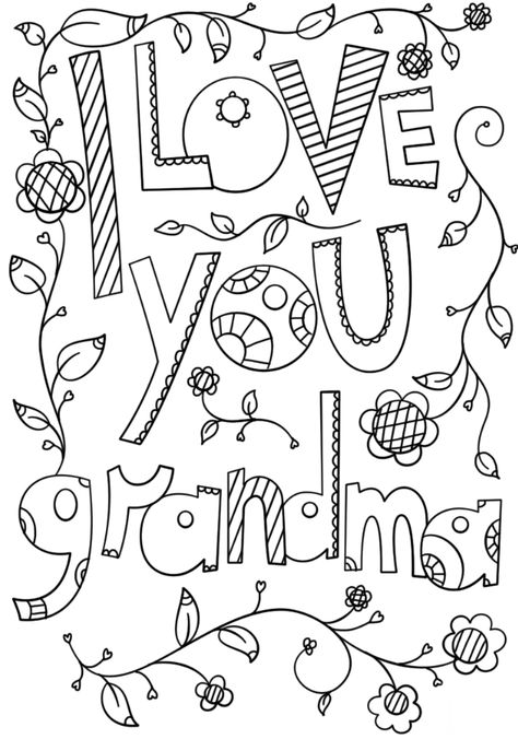 Grandma Coloring Pages, Mom Coloring Pages, Birthday Grandma, Grandparents Day Crafts, Happy Birthday Coloring Pages, Mothers Day Coloring Pages, Happy Birthday Grandma, Birthday Coloring Pages, Heart Coloring Pages