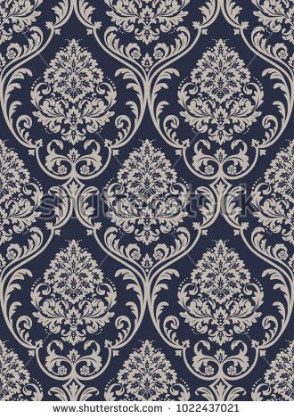 Vector Classic Damask Seamless Pattern Floral Damask Pattern, Damask Patterns, Royal Pattern, Flower Pattern Drawing, Victorian Wallpaper, Textile Pattern Design, Arts Crafts Style, Wall Decor Design, Damask Wallpaper