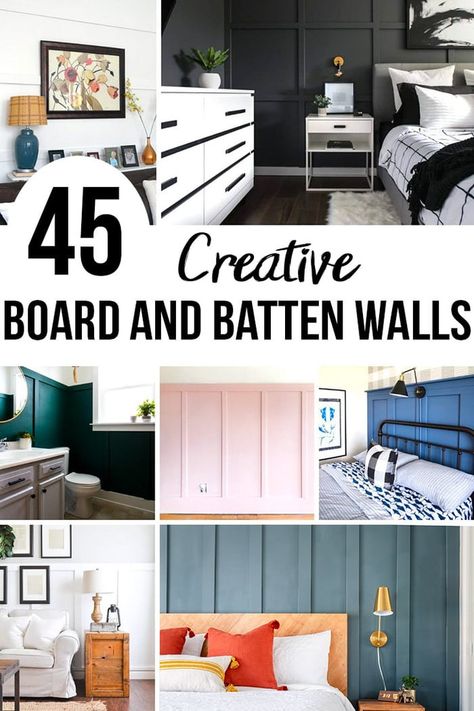 Easy and Creative DIY board and batten wall ideas to inspire you! These are perfect for any room - entryway, bedroom, living room and can be used for any style - modern or farmhouse! #wainscoting #boardandbatten #boardandbattenwall #accentwall #anikasdiylife Bedroom Statement Wall Ideas, Farmhouse Wainscoting, Board And Batten Wall Ideas, Batten Wall Ideas, Batten Walls, Batten Wall, Board Batten, Board And Batten Wall, Woodworking Storage