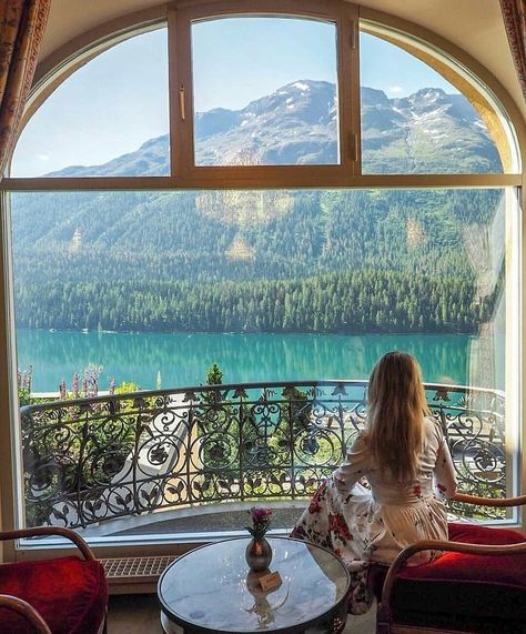 Lovely view at Kulm Hotel, St. Moritz, Switzerland Top Vacation Destinations, Switzerland Hotels, St Moritz, Unique Hotels, Paris Hotels, Best Resorts, Beautiful Hotels, Best Vacations, Luxury Resort