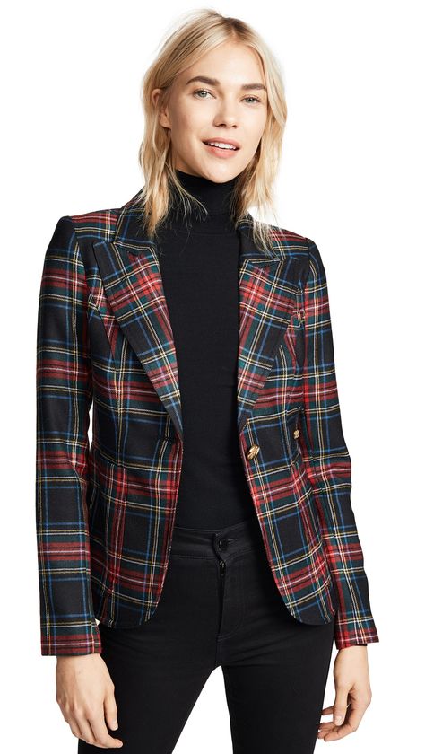 SMYTHE Patch Pocket Duchess Blazer | 15% off 1st app order use code: 15FORYOU Tartan Blazer, Blazer Outfits Casual, Fall Shoot, Dressy Casual Outfits, Green And Gray, Women Fashion Edgy, Light Coat, Outfit For Women, Womens Fashion Edgy