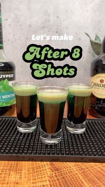 Derek Koza on Instagram: "After 8 Shots 🕰️ Ingredients - Kahlua - Creme de Menthe - Irish Cream #cocktailrecipes #cocktails #cocktail #drinkrecipes #drinks #mixology #cocktailtime #drink #drinkstagram #cocktailporn #shots #shotrecipes" Shots Alcohol Recipes, Shots Alcohol, Shot Recipes, Irish Cream, Alcohol Recipes, Mixology, Cocktail Recipes, Cream, Drinks