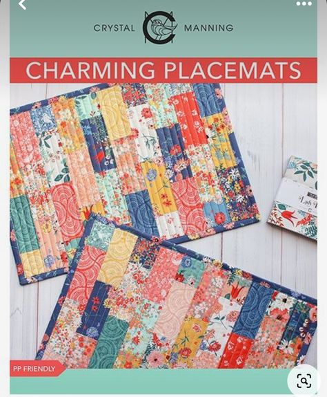 Charm Pack Projects, Easy Placemats, Quilted Placemat Patterns, Square Placemats, Quilting Digest, Quilted Placemats, Charm Squares, Mug Rug Patterns, Quilted Table Runners Patterns