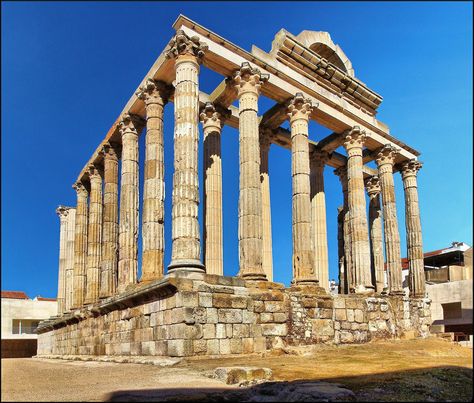 Roman Temple of Mérida(modified), Spain Roman Temple Aesthetic, Temple Aesthetic, Roman Temple, Ancient Rome, Rome, Temple, Spain, Layout, Architecture