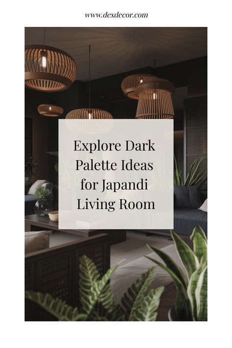 Explore dark palette ideas for Japandi living room. Japanese Influence Interior, Dark Japanese Living Room, Japandi With Black, Dark Japandi Color Palette, Moody Japandi, Japandi Interior Design Living Room, Black Japandi, Dark Japandi, Japanese Zen Interior