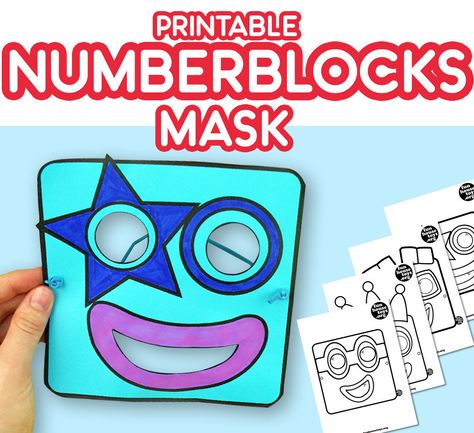 Numberblocks Mask 2 to 5 Fun Printables For Kids, Block Birthday Party, Number Blocks, Printable Photo Props, Diy Halloween Costumes For Kids, Fun House, Block Craft, Diy Birthday Party, Fun Printables