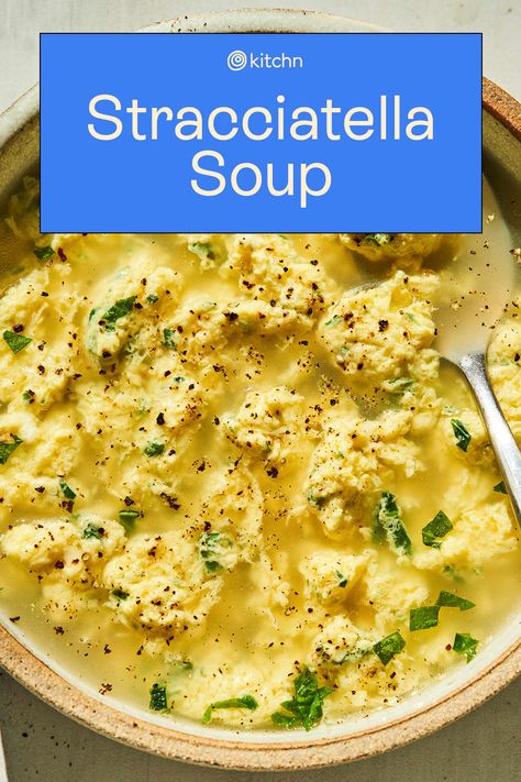 Stracciatella Soup With Chicken, Stratchatelli Soup, Stelline Soup, Wfh Lunch, Easy Egg Drop Soup, Stracciatella Soup, Italian Chicken Soup, 3 Ingredient Dinners, Quick Soup Recipes