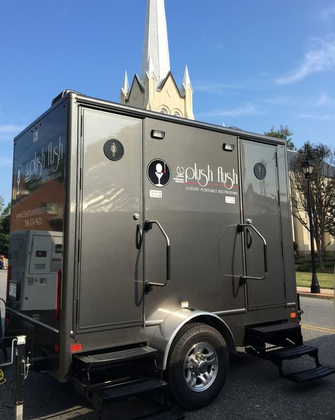 Luxury Portable Restroom Rentals - The Plush Flush Bathroom Trailer, Horse Box Conversion, Event Rental Business, Portable Restrooms, Welded Metal Projects, Portable Bathroom, Luxury Toilet, Expedition Trailer, Trailer Decor