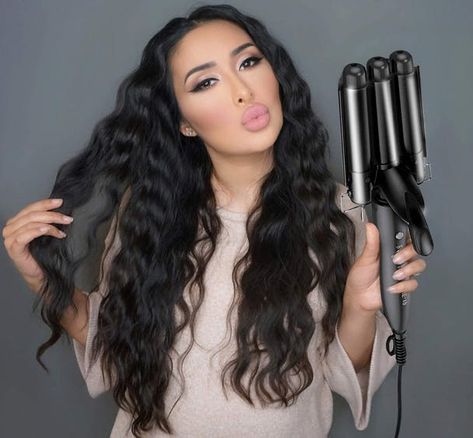 3-Barrel Hair Waver, Only $9.60 on Amazon Waves Curling Iron, Three Barrel Curls, Beach Waves Curling Iron, 3 Barrel Curling Iron, Hair Crimper, Barrel Curling Iron, Curled Hair, Hair Waver, Barrel Curls