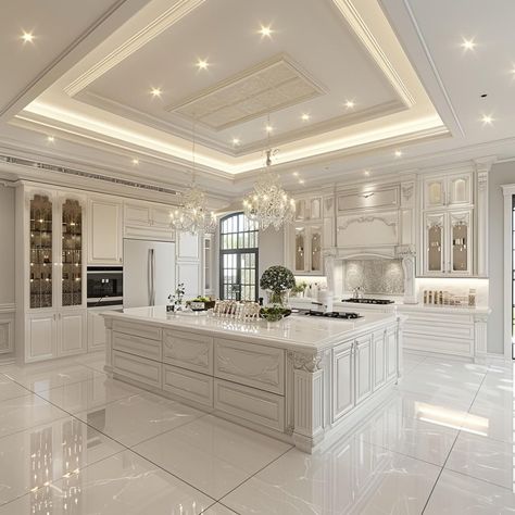 Big Luxury Kitchen, Mansion Kitchen, Elegant Kitchen Design, Classic Kitchen Design, 2024 Kitchen, Fancy Kitchens, Instagram Kitchen, Dream Kitchens Design, Luxury House Interior Design