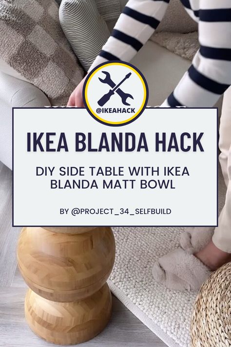 Ikea Bowl Hack, Ikea Side Table Hack, Ikea Hack Side Table, Ikea Wood, Diy Side Table, Diy Sofa Table, Mexican Decor, Ikea Diy, Hacks Diy