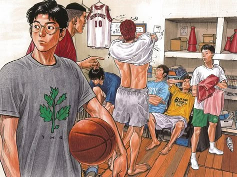 Inoue Takehiko Slam Dunk, Slam Dunk Rukawa X Sakuragi, Slam Dunk Art, Slam Dunk Rukawa, Basketball Drawings, Takehiko Inoue, Inoue Takehiko, Slam Dunk Manga, Slam Dunk Anime