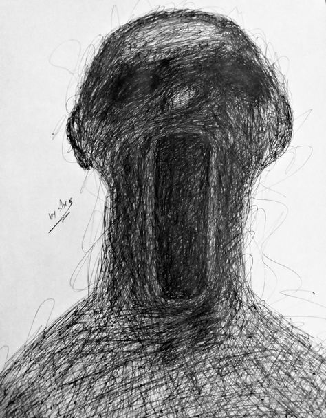 Drawings Of Fears, Schizophrène Art, 4 Morant, Person Sketch, Blind Drawing, Creepy Smile, Horror Drawing, Skin Drawing, Scribble Art