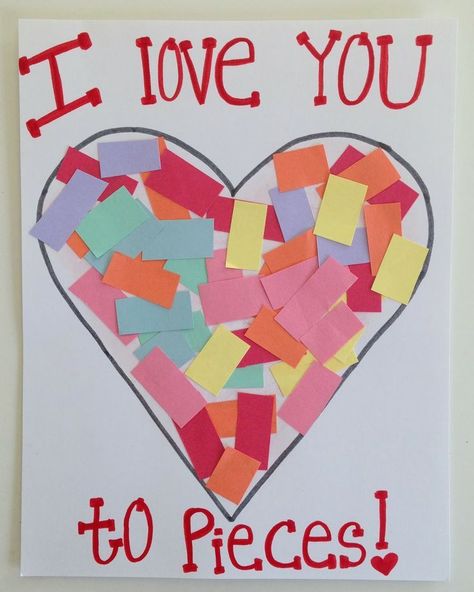 toddler valentine's day craft | I love you toddler card Preschool Valentine Crafts, Quotes Valentines Day, Valentines Bricolage, February Crafts, Love You To Pieces, Valentine's Day Crafts For Kids, Preschool Valentines, Valentine Activities, Toddler Valentines