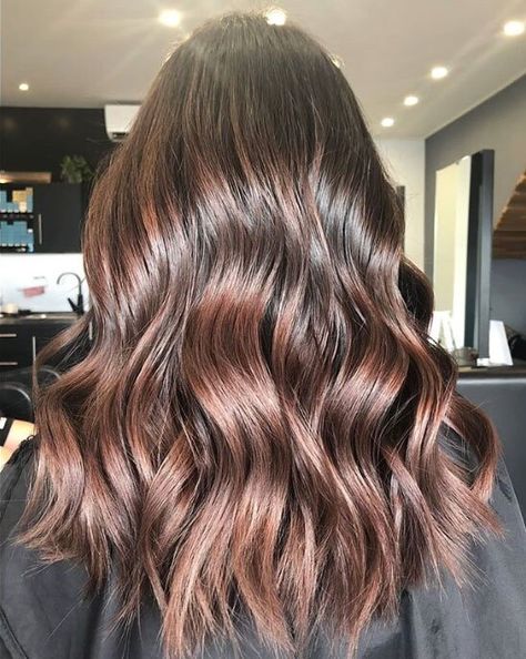 Copper-Rose Balayage Rose Balayage, Brilliant Brunette, Rose Blonde, Ashy Hair, Rose Gold Engagement Rings, Chestnut Brown Hair, Gold Hair Colors, Hair Color Rose Gold, Brunette Balayage