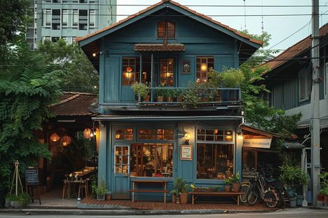 Japanese Coffee Shop Aesthetic, Bakery Building, Japanese Coffee Shop, Japanese Cities, Modern Japanese House, Japanese Coffee, Cafe Exterior, Cafe Shop Design, Coffee Shop Aesthetic