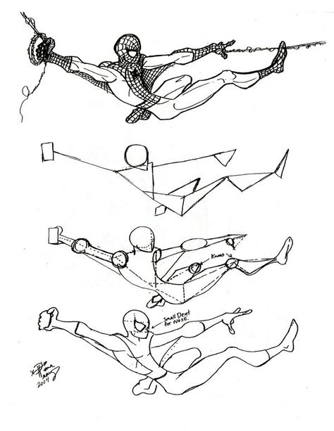 Spiderman in Action diana-huang.deviantart.com How To Draw The Marvel Way, Spiderman Body Reference, Spiderman Swinging Drawing, Spiderman Swinging Poses Reference, Spiderman Action Poses, Spiderman Swinging Poses, Spiderman Drawing Sketches, How To Draw Spiderman, Spiderman Sketch