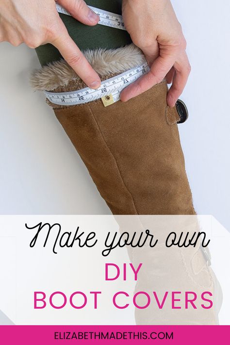 It's   cold outside, and some DIY boot covers will help you fight the ice in   style.  Sew up your own or make some   for a friend with this easy sewing tutorial. #easysewing #fauxfur #giftsewing Boot Covers Diy, Make Boots, How To Make Boots, Fur Boot Covers, Cuffs Diy, Boots Diy, Granny Boots, Halloween Sewing, Boot Covers