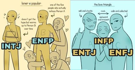 Infp And Entj Couple, Infp Intj Couple, Infp Enfj Relationship Memes, Entj X Enfj Relationship, Best Mbti Couples, Mbti Relationships Dynamics, Enfj Enfp Relationship, Enfj X Intj Relationship, Infp Enfp Couple