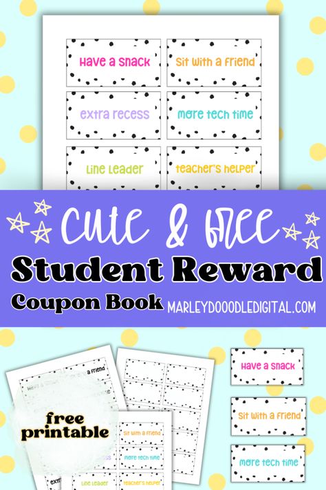 Simplify your classroom reward system with these free printable student coupons! Ideal for motivating students, these coupons work well for classroom incentives, behavior management, and classroom economies. Teachers love how easy they are to implement, and students love earning fun rewards. Download your free set of printable coupons and boost motivation in your class! Free Classroom Rewards, Student Reward Coupons, Classroom Reward Coupons, Classroom Coupons, Classroom Reward System, Classroom Incentives, Classroom Economy, Free Teacher Resources, Student Rewards