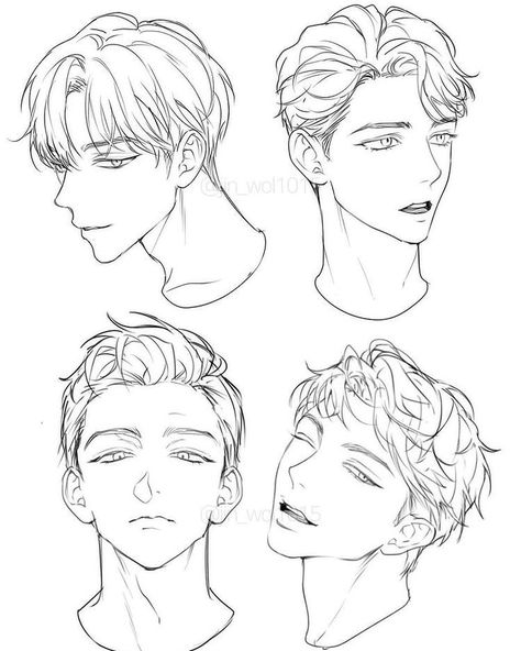 Manga Background, Boy Hair Drawing, Anime Portrait, Hair Sketch, Hair Drawing, 캐릭터 드로잉, Different Angles, Arte Sketchbook, Guy Drawing