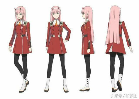 Character Reference Sheet, Character Turnaround, Character Model Sheet, Drawing Anime Clothes, Cosplay Diy, Zero Two, Darling In The Franxx, Character Sheet, Character Sketch