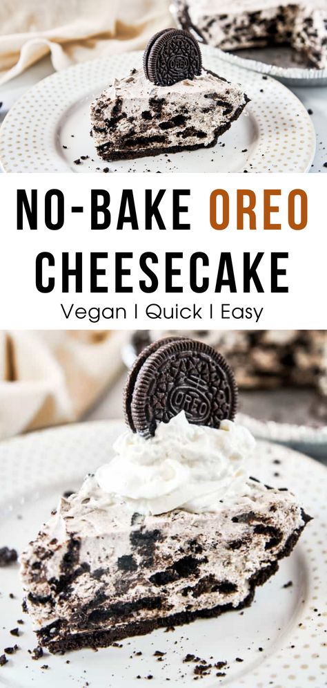 Vegan Oreo Cheesecake, Vegan Recipes For Kids, Easy Oreo Cake, Oreo Cheesecake Recipe, Oreo Cheesecake Recipes, No Bake Oreo Cheesecake, Vegan Cheesecake Recipe, Easy Vegan Dessert, Vegan Cheesecake