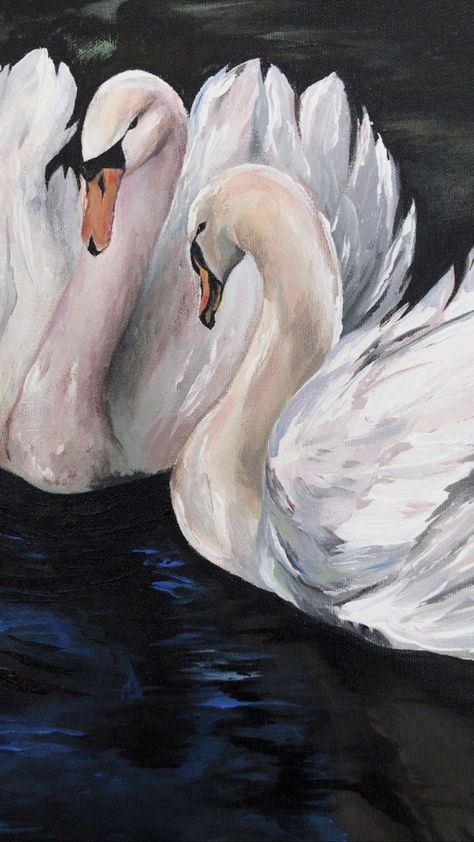 Swan In Lake Painting, Swan Painting Easy, Toile Aesthetic, Swan Artwork, Swan Pictures, Swan Wallpaper, Swan Art, Swan Painting, Pond Painting