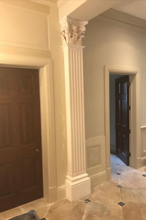 Indoor Pillar Ideas, Pilaster Design, Diy Pillars Columns, Piller Design Ideas Modern, Indoor Columns Ideas, Pillar Design Interior Modern, Interior Columns Ideas, Interior Column Design, Pillar Design Interior