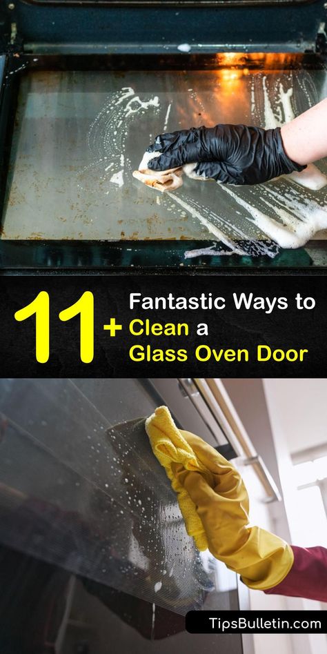 Discover how to clean a glass oven door and leave it clear and stain-free. While oven cleaning requires elbow grease, it’s possible to clean oven glass using a Magic Eraser, baking soda, white vinegar, dish soap, and other cleaners and leave the glass surface spotless. #clean #glass #oven #door Cleaning Stove Glass Door, Best Way To Clean Oven Glass Door, Oven Door Glass Cleaning, How To Clean Oven Glass Door, Oven Glass Door Cleaner, Oven Door Cleaner, Clean Oven Glass Door, Cleaning Oven Glass, Clean Oven Door