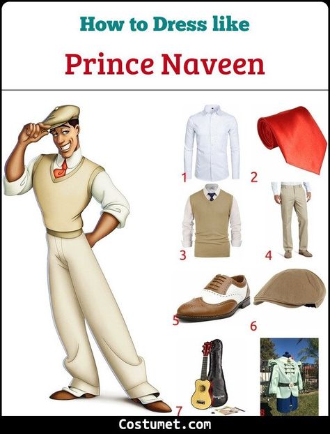 Prince Naveen Inspired Outfits, Disney Prince Cosplay, Tiana And Prince Naveen Costume, Princes And The Frog Costume, Prince Naveen Outfit, Princess And The Frog Family Costume, Princess And The Frog Couple Costume, Princess And The Frog Halloween Costumes, Tiana And Naveen Costume