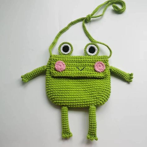 Crochet Animal Bag, Animal Bag Crochet, Frog Bag, Crochet Frog Purse Free Pattern, Frog Bag Crochet, Frog Pouch Crochet, Bride Crochet, Sc Crochet, Pink Stitch