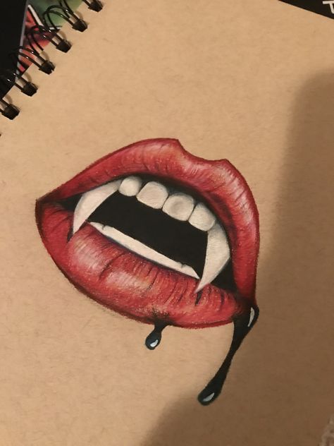 Lips Drawing Vampire, Lips With Fangs Drawing, Drawing Vampire Teeth, Vampire Aesthetic Drawing, Bratz Lips Drawing, Vampire Lips Drawing, Vampire Mouth Drawing, Fangs Drawings, Vampire Drawing