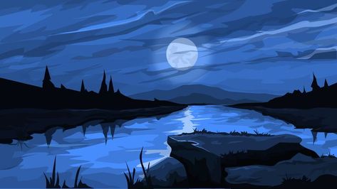 In this Speed Art see the creation process a Night landscape in free vector editor Inkscape. Moon, river and stones in vector format. The work took 1 hour 10 minutes time. Vector illustration of a Night landscape. Time Vector, Art Night, Speed Art, Night Landscape, Moon River, Night Art, Vector Character, Landscape Illustration, Vector Drawing